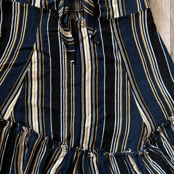 Winds of Change Striped Blue and Yellow Mini Dress Womens Small Boho Feminine - Picture 16 of 16